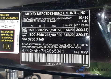 2017 Mercedes-Benz Gls 450 4Matic z USA, uszkodzony, nr VIN 4JGDF6EE3HA865344